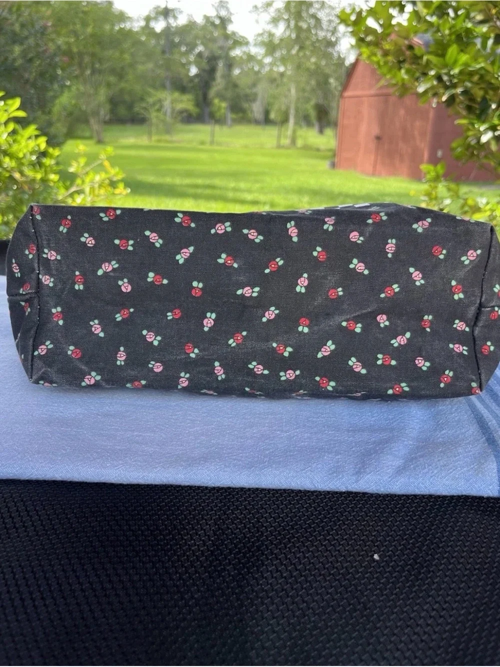 MARY ENGELBREIT  “It's Good to Be Queen” Black Floral Tote Bag